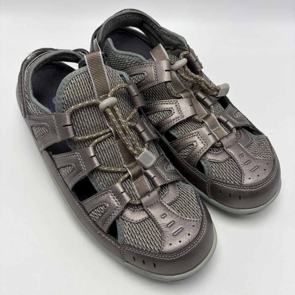 Orthofeet Verona 997 Womens 10.5 2E X Wide Metallic Pewter Orthotic Sandals Shoe